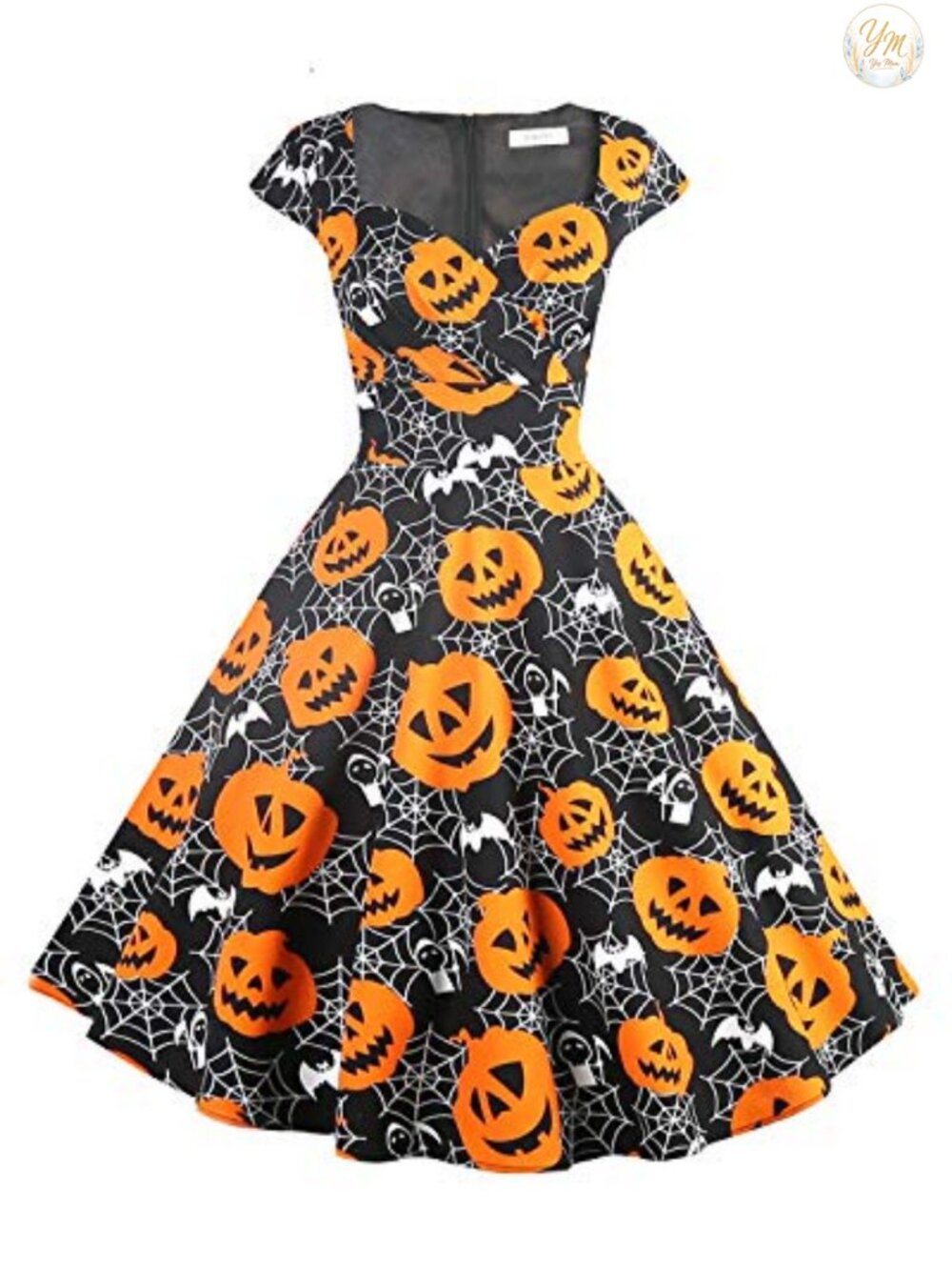 Women's Cap Sleeve Retro Cocktail Swing Dress with Pockets Tea Length
